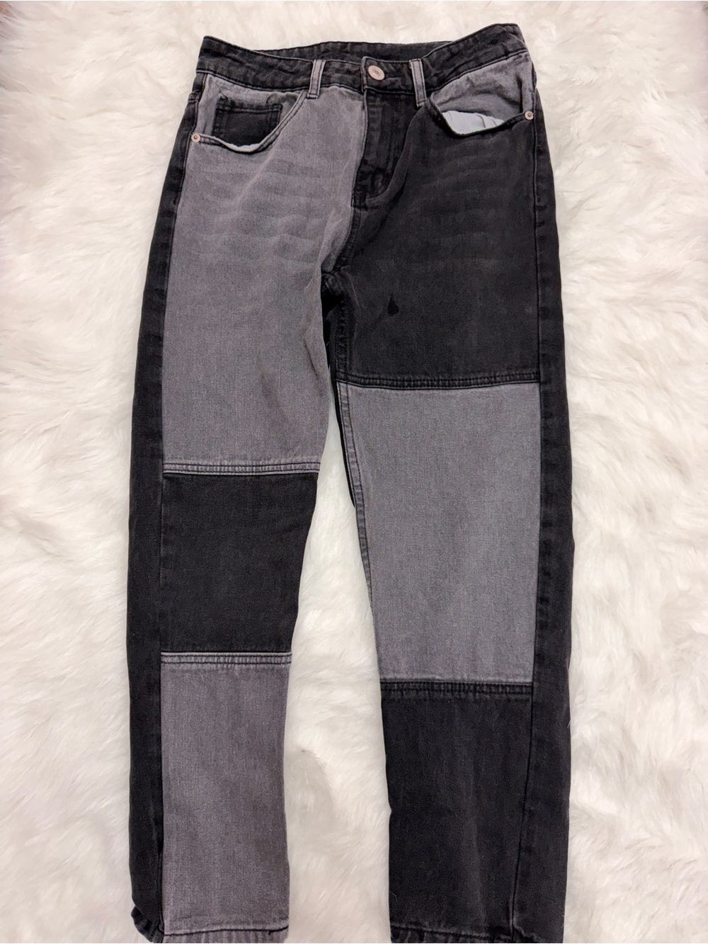 Women’s Two-Tone Patchwork Black & Gray Jeans